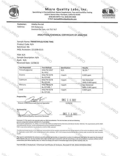 Trimethylglycine (TMG)|Fyrir heilbrigða metýlerun